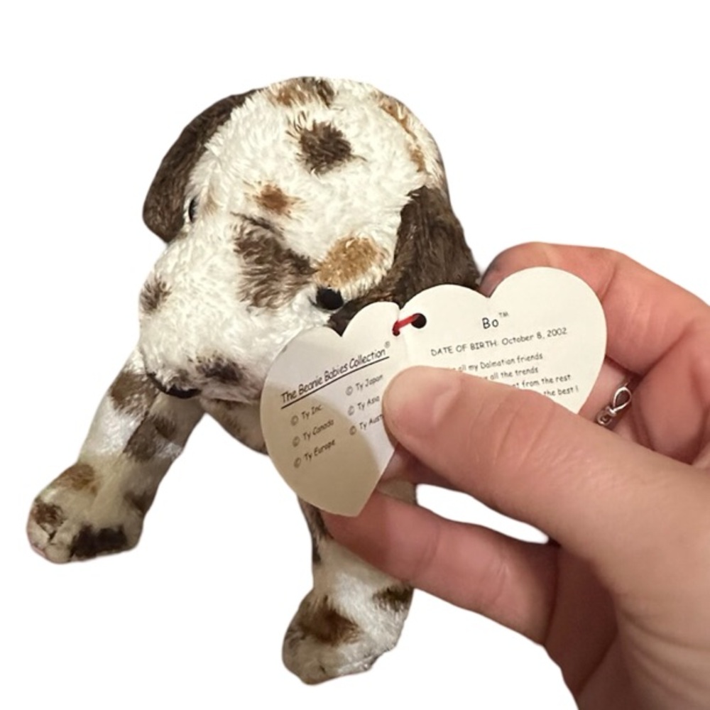 Spotted Puppy Plush with Heart Tag - Brown & White